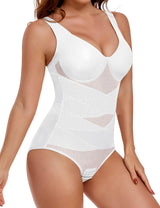 Body modelator sculptant damă decolteu în V aplatizare abdomen Yuson Girl – Alb L