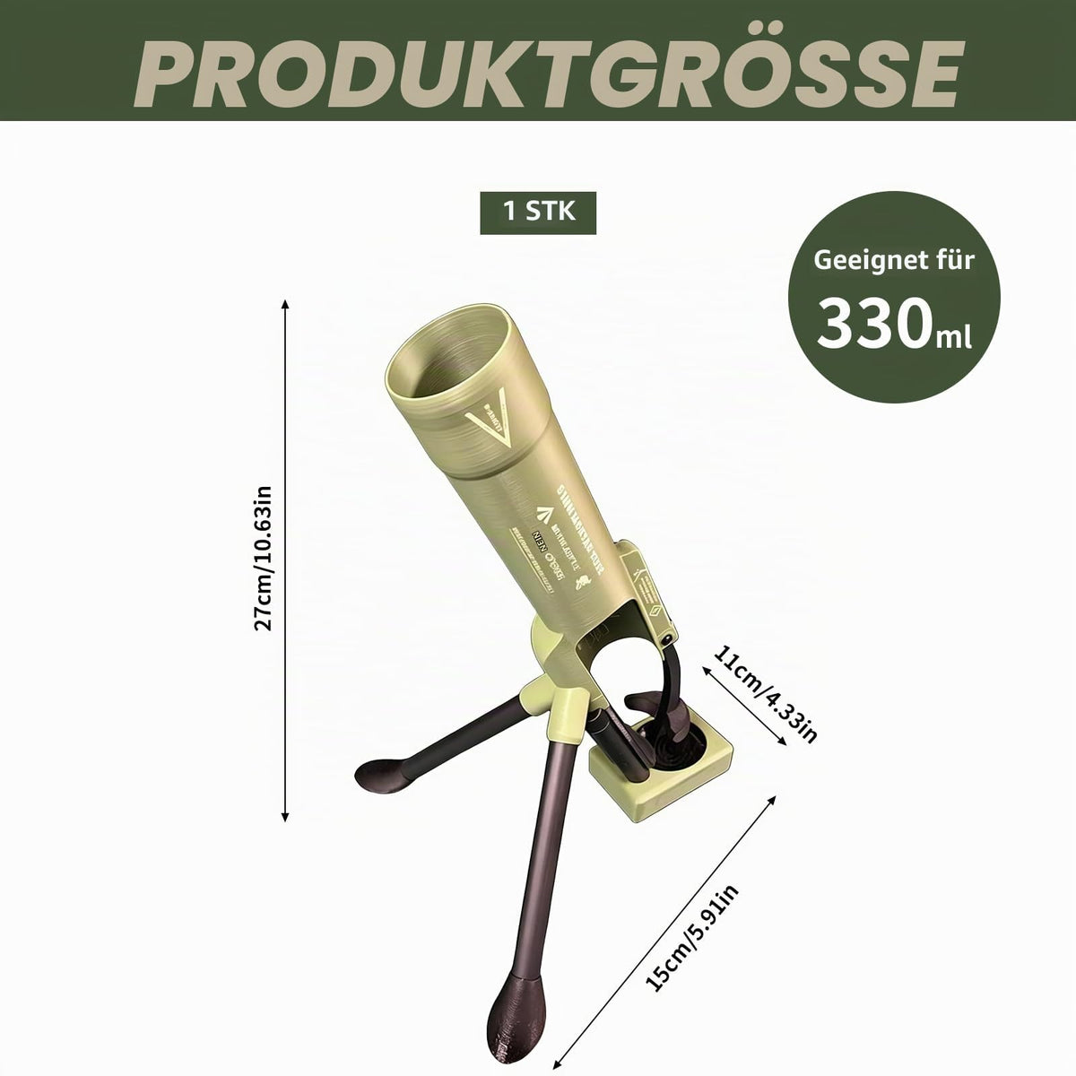 Mortar-Style Hands-Free Beer Bottle Opener 51mm for 330ml Bottles – Metal