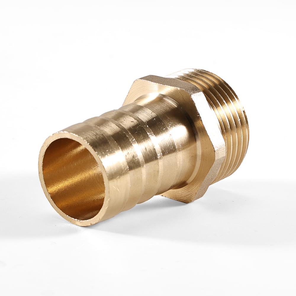 Ștuț adaptor furtun din alamă 1 inch filet exterior x 32 mm cu 2 coliere din alamă
