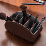 Remote Control Holder PU Leather Storage Box with 5 Compartments – Brown