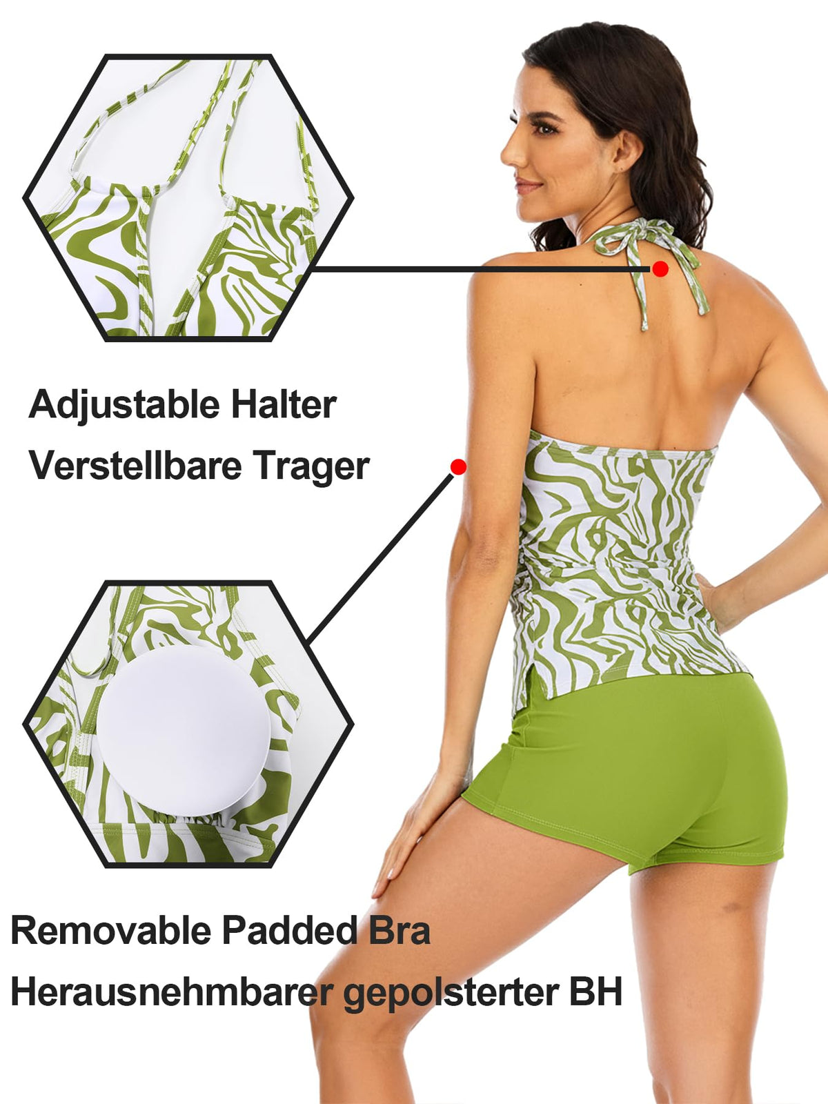 Women's Two-piece Tankini Swimsuit V-neck Push-up Tummy Control – Style 2 XXL