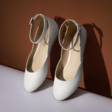 Balerini damă eleganți cu baretă reglabilă pe gleznă DREAM PAIRS – Alb 38