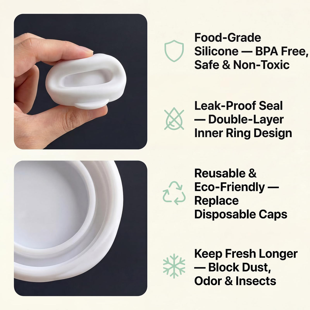 Silicone Milk Bottle Lids 4-Piece Reusable Seal Caps – Multi
