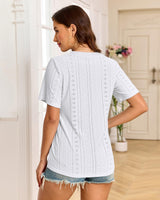 Tricou casual lejer supradimensionat damă decolteu în V – Alb S (34-36)