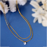 Layered Anklet Stainless Steel 18K Gold Plated with Cubic Zirconia Adjustable 20–25cm – Gold