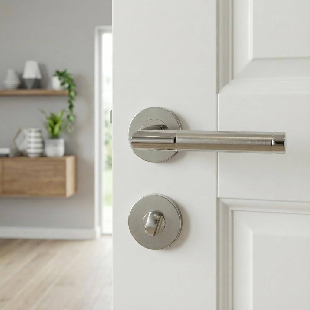 Stainless Steel Mortise Door Handle with Bathroom Knob Two-Tone – SO2-103BK-D