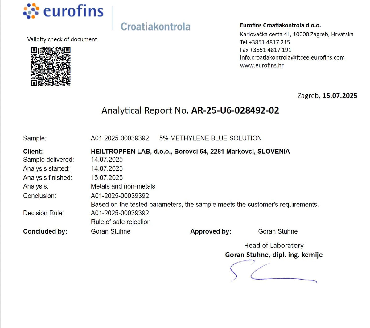 Soluție de albastru de metilen 5% 100ml puritate farmaceutică USP – Fără formaldehidă