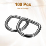 Metal D-Rings 16 x 3mm Stainless Steel Half Rings for Bags Buckles 100pc - Black-Grey