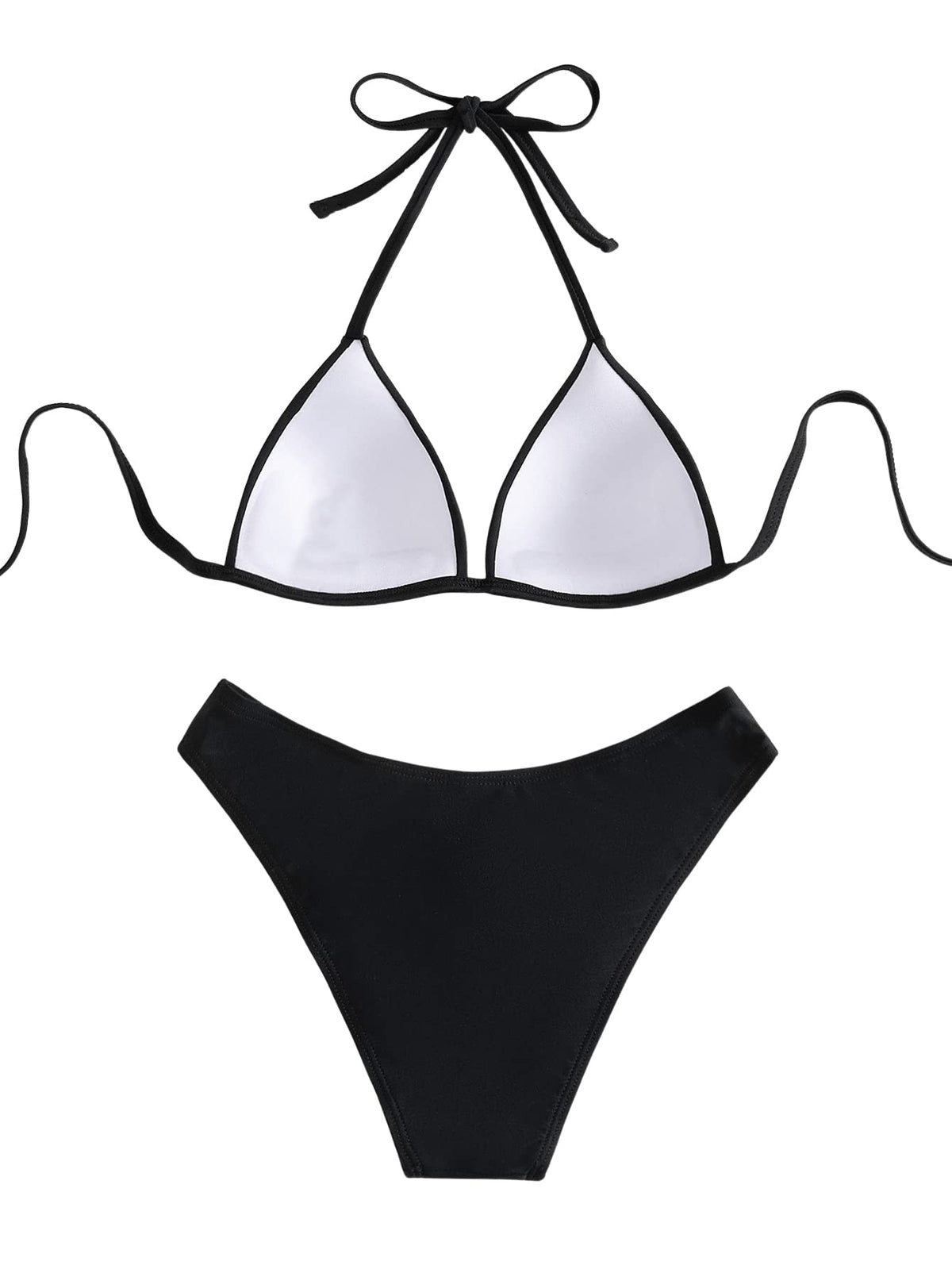 Costum de baie două piese push-up damă GORGLITTER triunghi halter – Negru S
