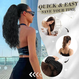 Claw Clip Ponytail Extension 45cm Curly Wavy Synthetic Hairpiece – Black Brown