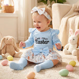 Baby Girl 0-3 Months Ruffled Romper & Tutu Outfit with Headband Photoshoot Set – Blue