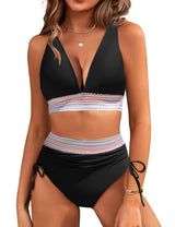 Costum de baie două piese push-up damă RITOSTA talie înaltă modelatoare cu șnururi laterale