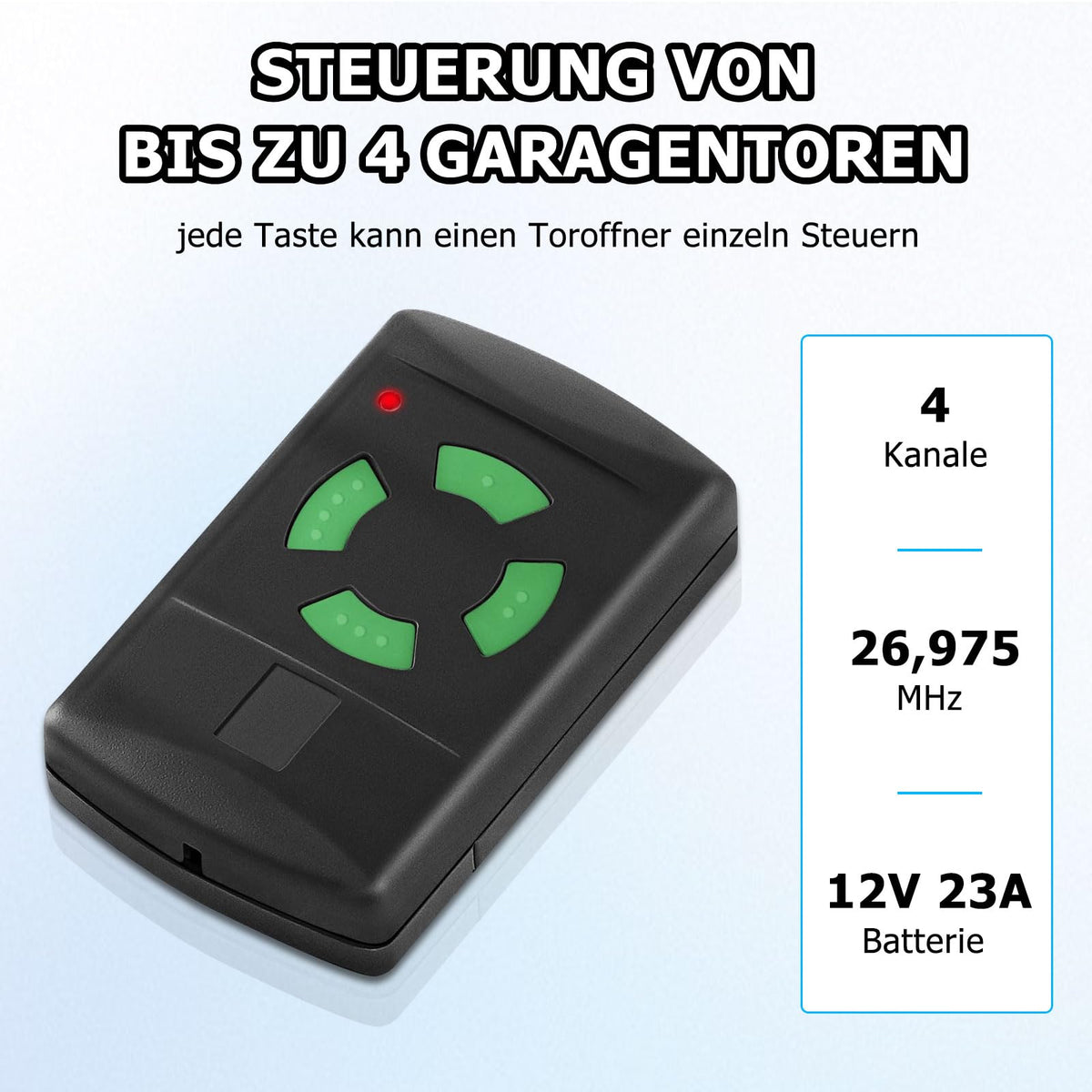 Hörmann Hand Transmitter Replacement HSM4 437230 26.975MHz Self-Learning 4-Channel