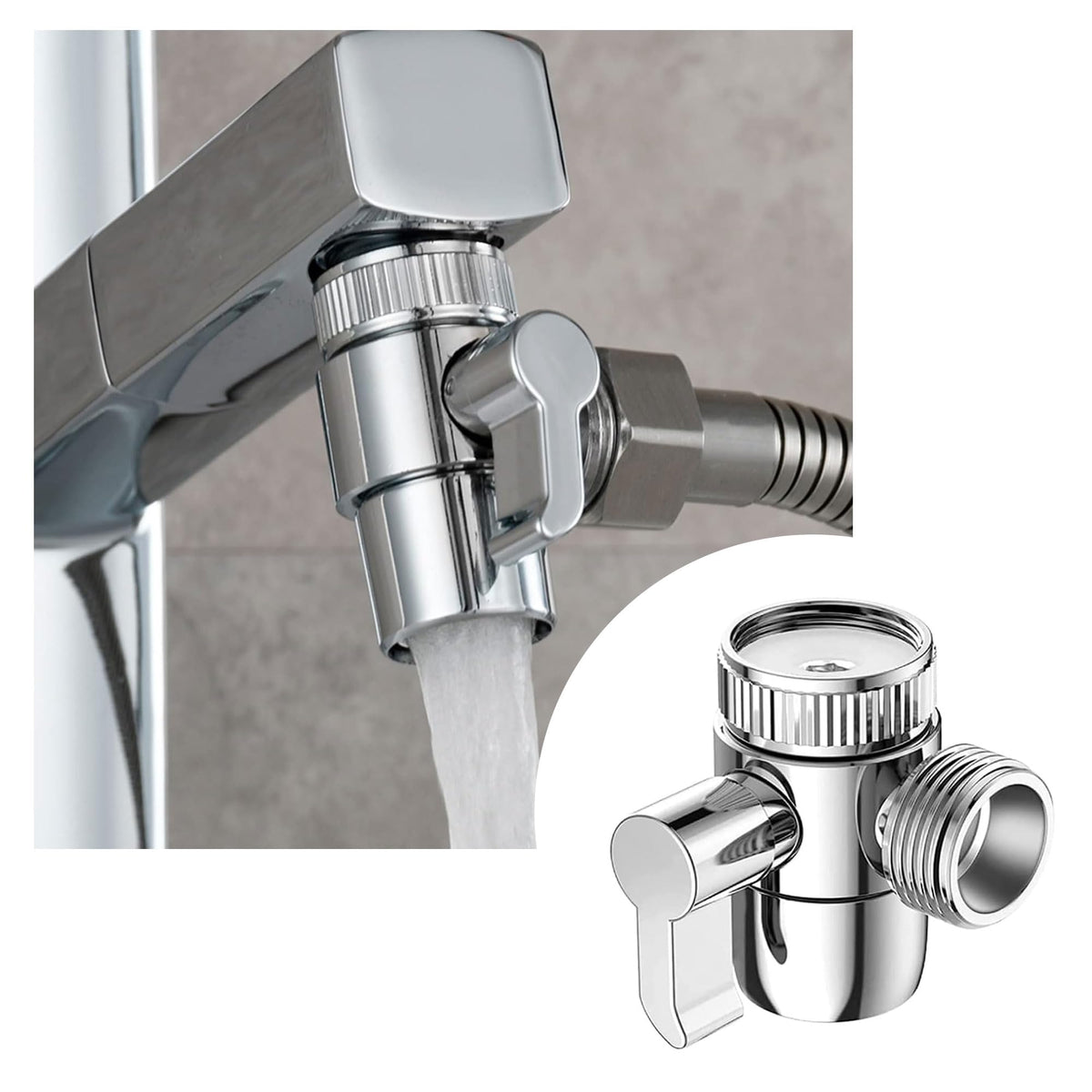 3-way faucet diverter valve, 3-way faucet diverter valve adapter diverter valve with adapter for M22 M24 G1/2 faucet