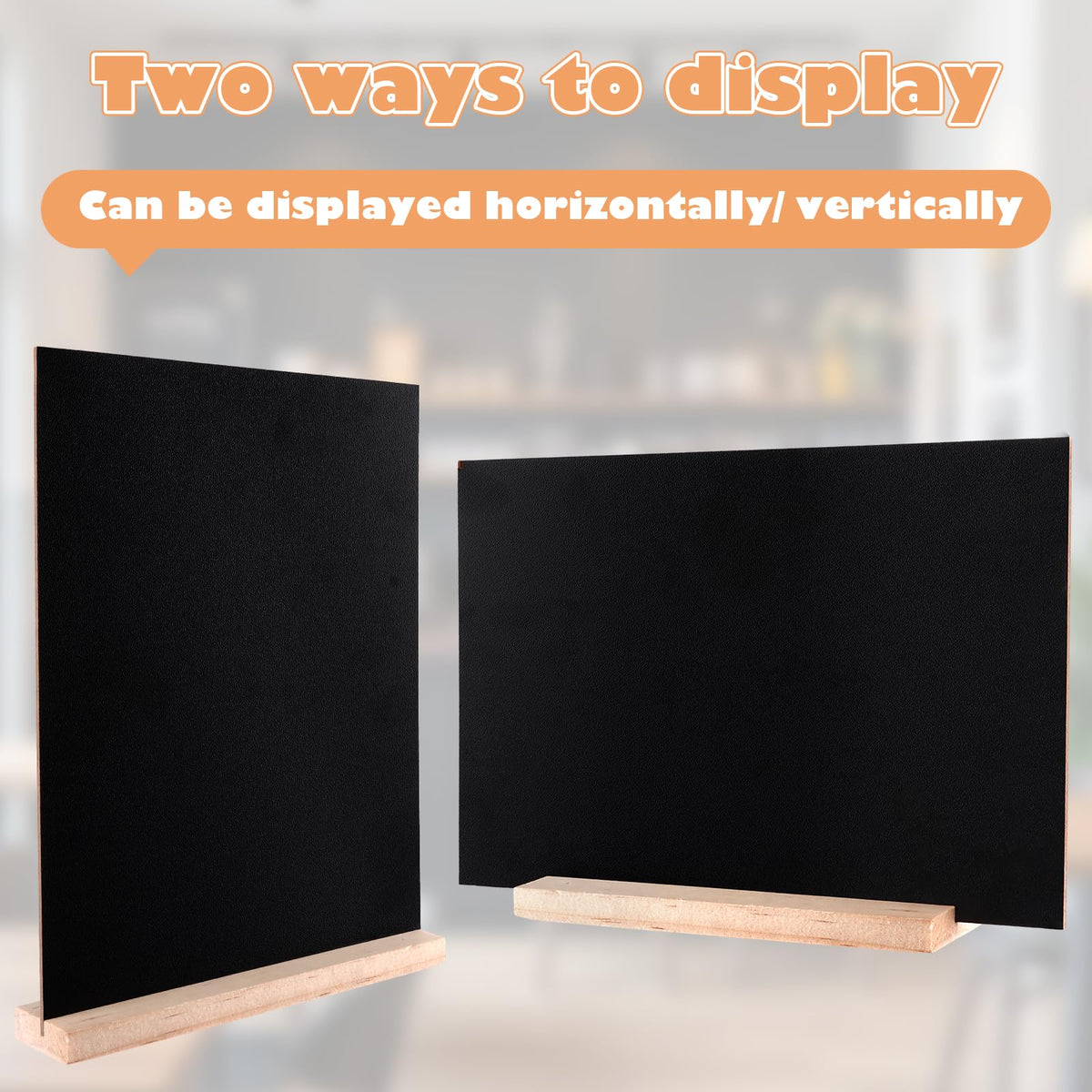 Chalkboard Tabletop Stands Double-Sided Wooden Base 12 pcs A5 – Black 15x22cm