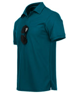 Tricou polo bărbați cu mânecă scurtă pentru golf și sport – Verde Albăstrui 3XL