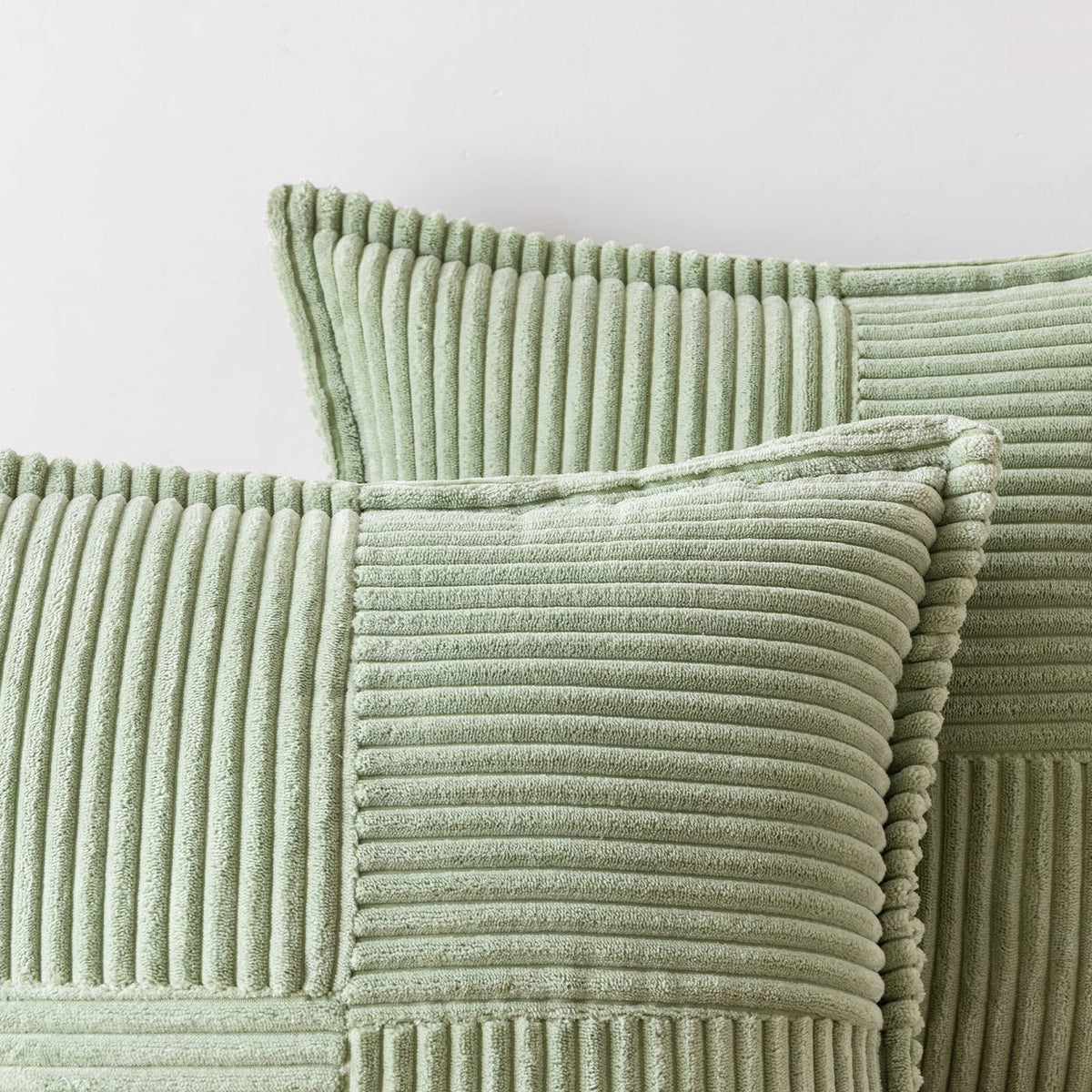 Fețe de pernă decorative din raiat catifelat corduroy MIULEE 40x40 cm, set 2 bucăți – Verde