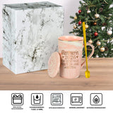 Ceramic Mug 400ml Retirement Gift for Women Marble Finish with Lid Spoon & Gift Box – Marble