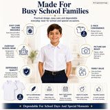 Boys' Dress Shirt 2-Pack Cotton School Uniform Formal – White Size 8