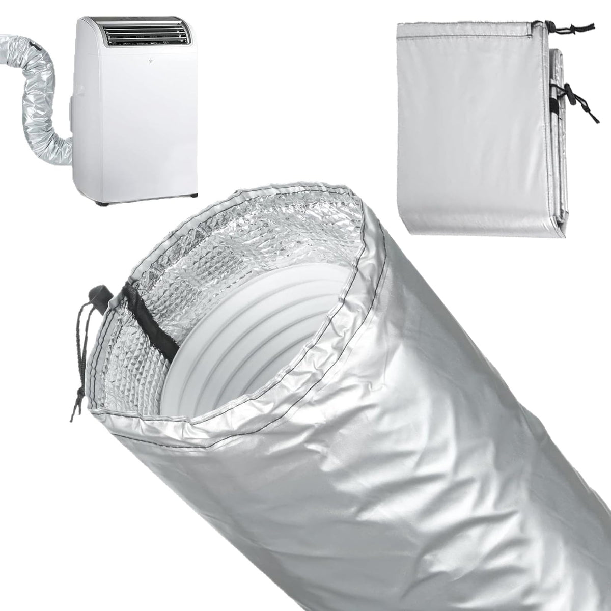 AC Exhaust Hose Insulation Cover Adjustable Buckle Straps Thermal Sleeve – Universal