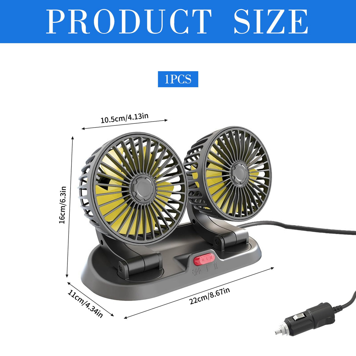 Ventilator auto dublu 12V rotativ 360° cu 3 trepte de viteză pentru mașină și camion