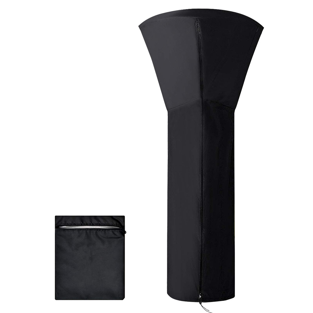 Heater Cover Protective Cover for Patio Heater, 226x89x48 cm Weather Protection Cover with Long Zipper, Water-Repellent Windproof UV-Resistant Cover for Patio Heater, Black