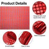Shiny Mirror Placemats 6-piece Retro Square Glitter Table Mats - Red 11.8x17.7in