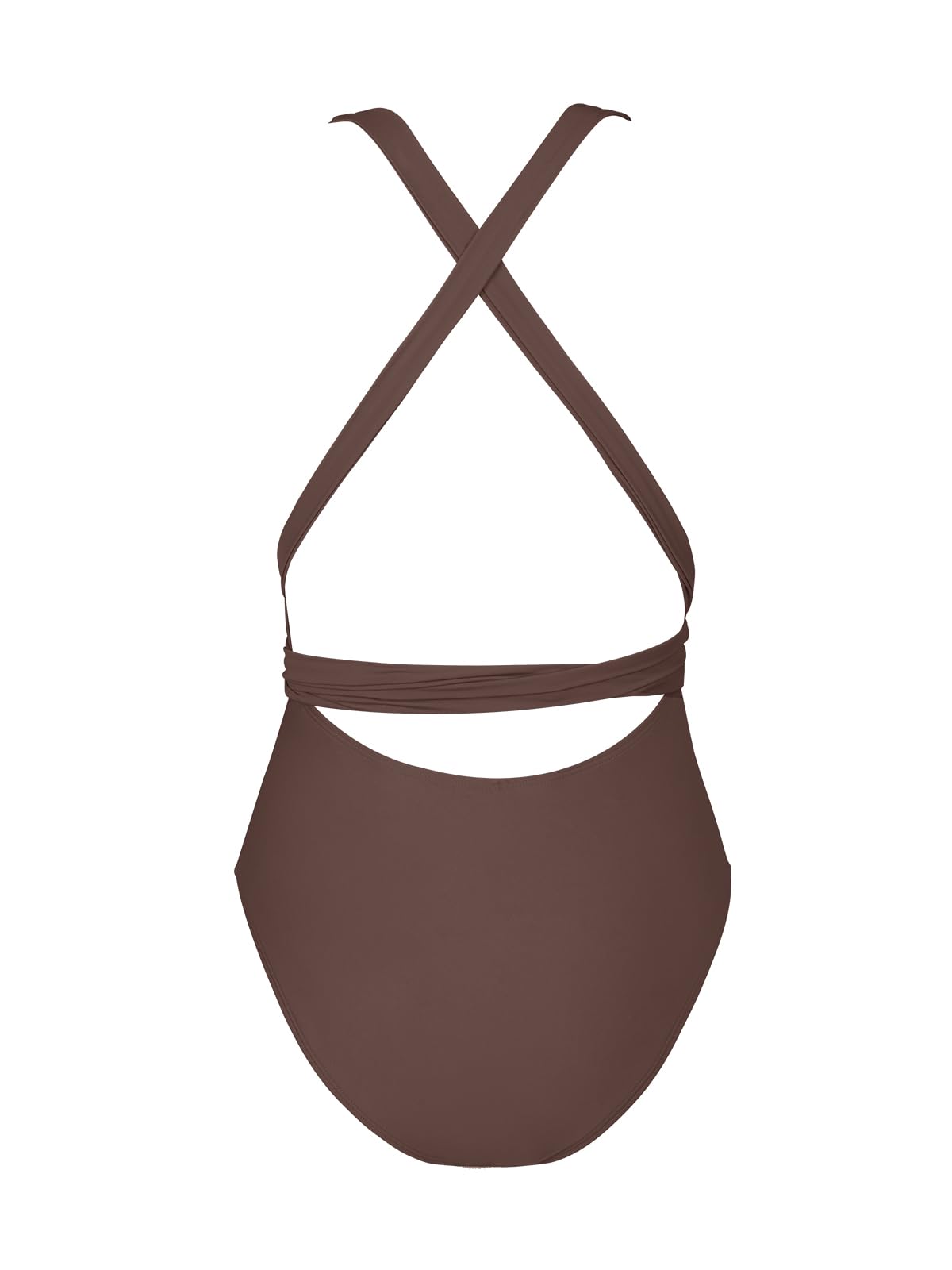 Costum de baie monokini întreg CUPSHE decolteu adânc în V și spate decupat – Maro Cafea XL