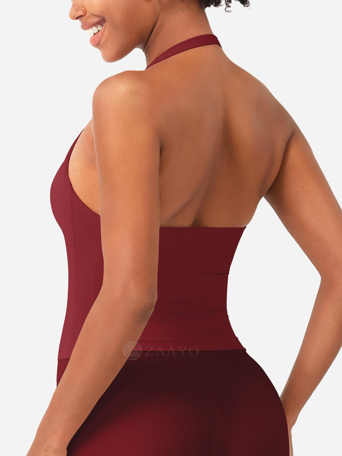 Impact Halter Tank Longline Backless Padded Crop Sport Top – Scarlet M