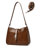Small PU Leather Handbag Shoulder Crossbody 2-Strap Classic – Brown