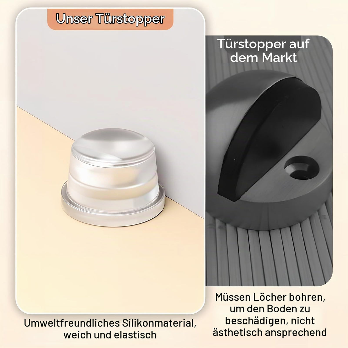 Door Stoppers Transparent 6-piece Adhesive Floor & Wall Buffers - Clear Round