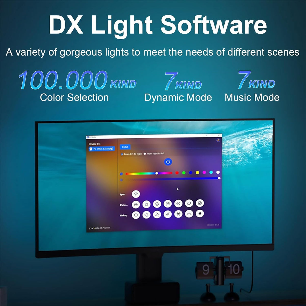 MIWATT Backlit Gaming Monitor Light with Color Sync Effect on Screen for 27-32 Inch Computer Monitor Compatible with Windows and MacOS Computer