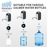 EASYSPEED Automatic Cold Water Dispenser, 1200mAh Electric USB Water Tap Pump, Portable Electric with 2 Adapters for 3, 5, 8, 10, 13, 15, 18 Liter Bottles and Carafes, Black