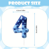 Number 1 Birthday Candle Blue Dog Paw Design – Blue