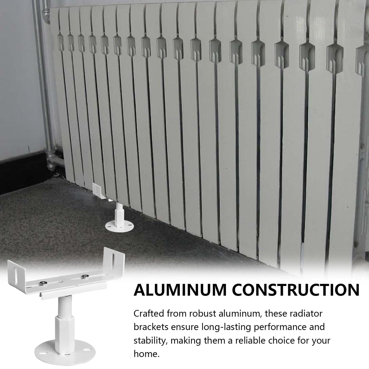Radiator Floor Stand Adjustable 18-23cm H 3-22cm W Aluminium Legs - 2 pcs