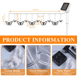 Butterfly Solar String Lights 120 LED Weatherproof Curtain with 8 Modes & Hooks – Warm White
