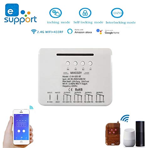 Modul releu inteligent WiFi și RF 4 canale 220V MHCOZY compatibil eWeLink și Alexa