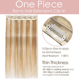 Clip-in Real Human Hair Extensions 5 Clips 35cm 45g – Golden Brown/Blonde
