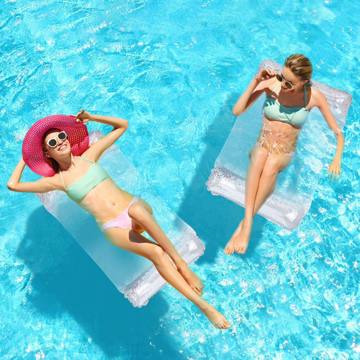 CYFIE 2 Pack Pool Floats for Adults, Water Hammock Pool Floats with 2 Air Pumps, 4 in 3 Inflatable Pool Floats, Water Hammocks for Adults for Ocean Parties