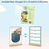 Suporturi meniu / afișaj acrilic A5 cu bază din lemn, set 6 bucăți – 15x21 cm
