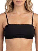 Bandeau Bikini Top Removable Straps Strapless Padded Women's Swim Top – Black M