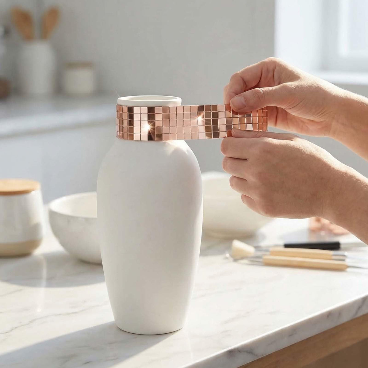 Self-adhesive Mosaic Tiles 3200pcs 5x5mm Mini Mirror – Rose Gold