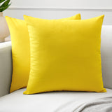 Cotton Square Pillowcases Set of 2 50x50cm Washable Plain – Sunshine Yellow