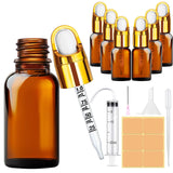 Sticluțe din sticlă brună cu pipetă picurătoare 10ml cu pâlnii și seringi, set 6 bucăți