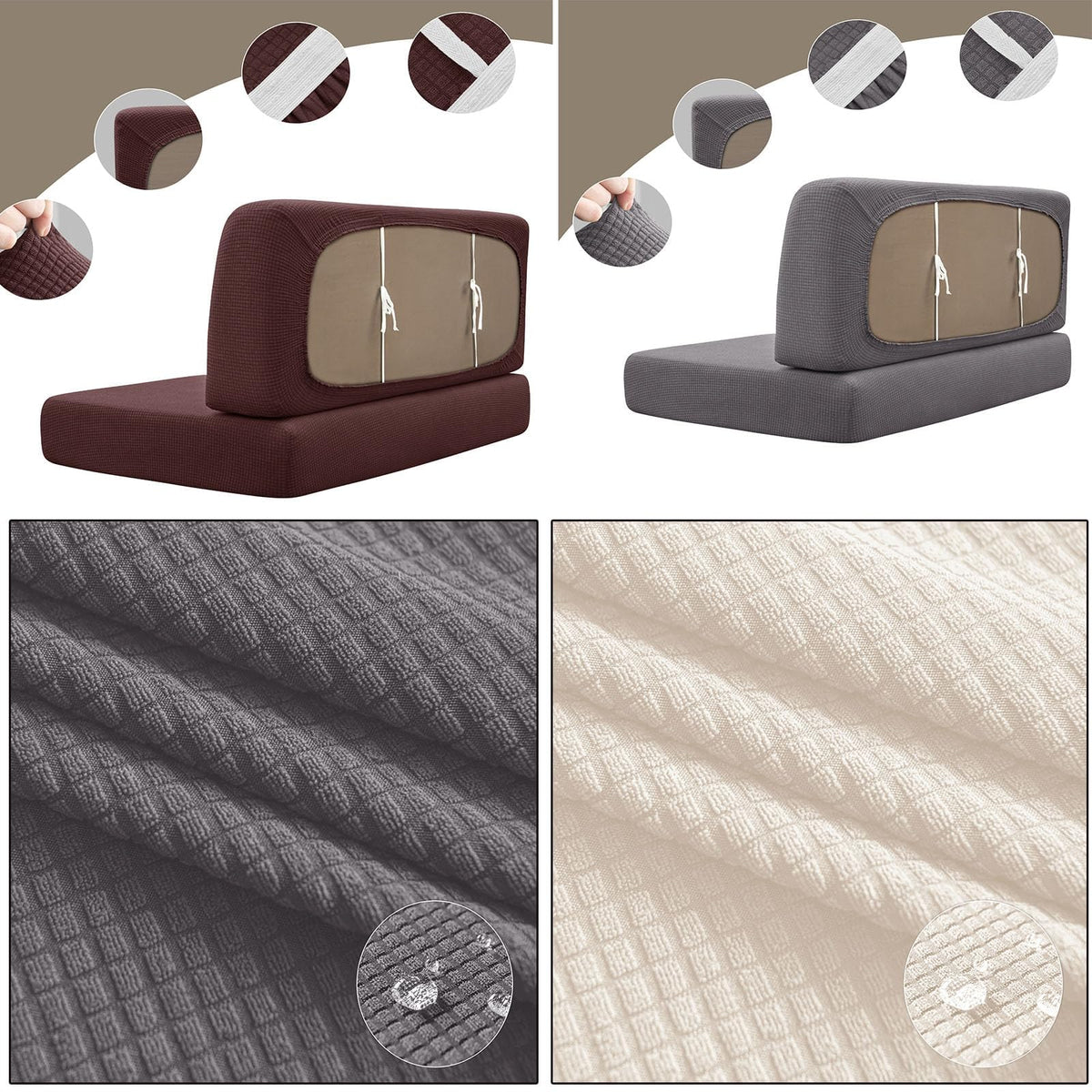 Huse elastice lavabile pentru perne canapea rulotă / autorulotă, set 2 bucăți – Cafea cu lapte