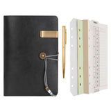 Leather Diary A6 Refillable Ring Binder Notebook Vintage Cover Organiser – Black A6
