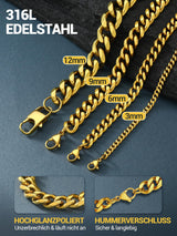 Lanț bărbătesc placat cu aur de 18K model zale lățime 6 mm lungime 51 cm stil Hip Hop