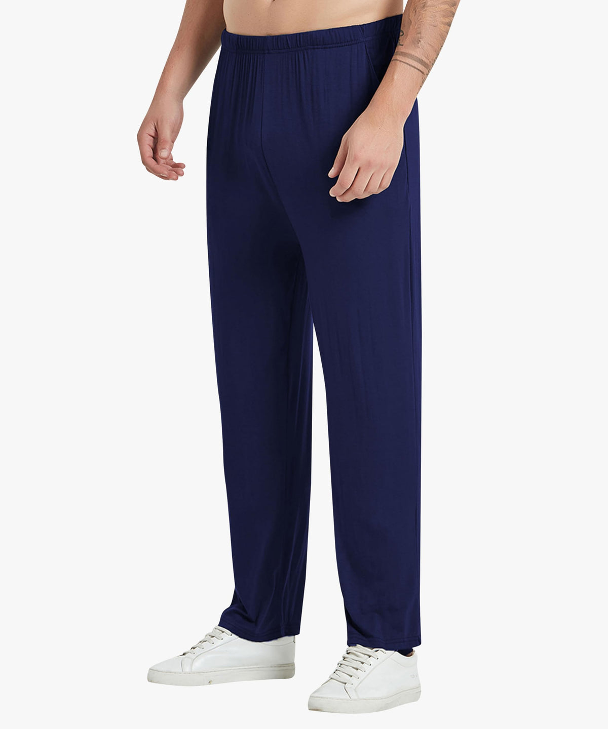 Pantaloni de pijama lejeri pentru bărbați din modal moale cu buzunare, set 2 bucăți – Negru/Bleumarin XXL