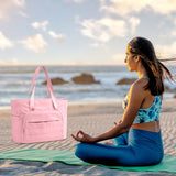 Women's Puffy Tote Bag Zipped Shoulder Laptop Yoga Sports Handbag – Pink