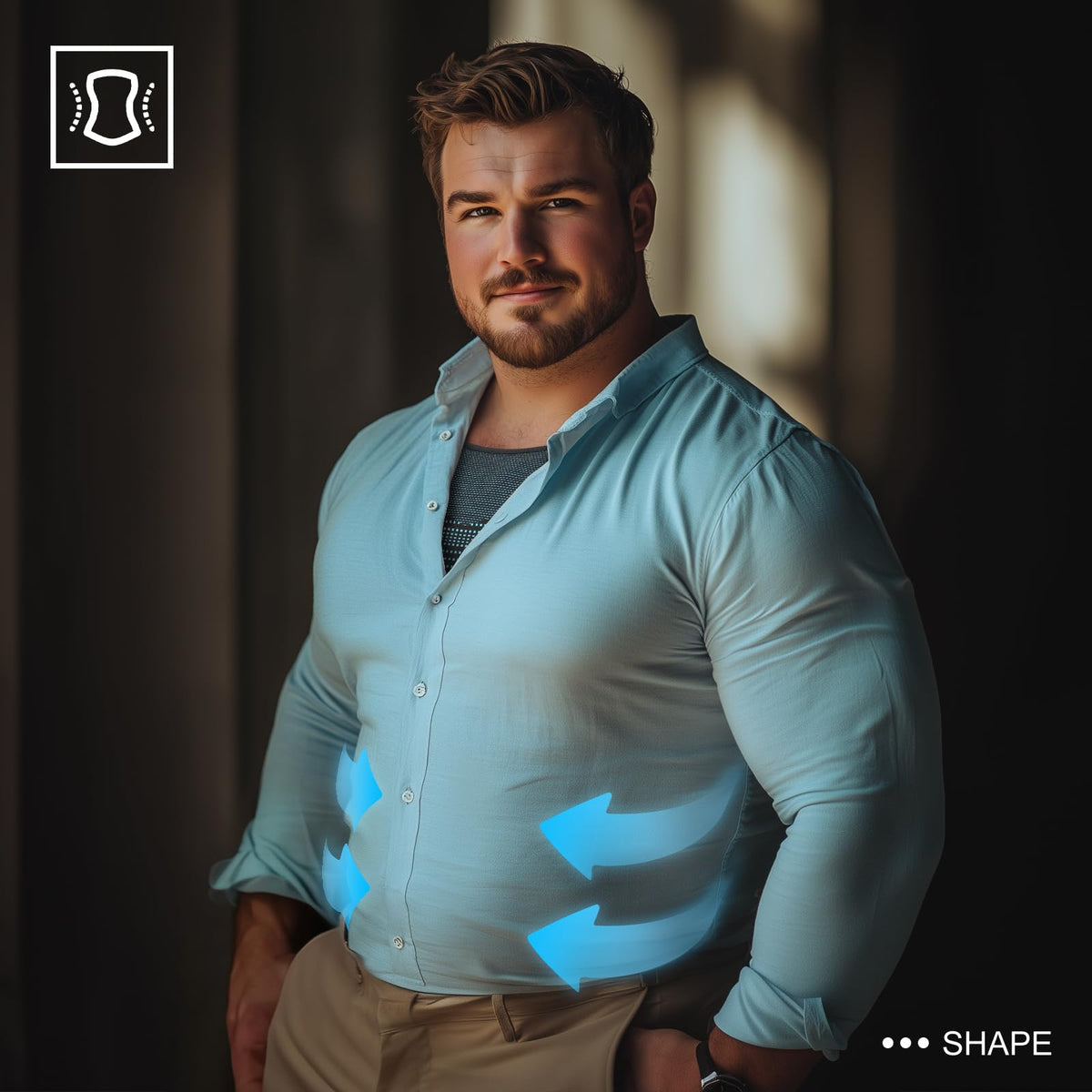 Maiou compresiv modelator pentru bărbați cu aplatizare abdomen, set 3 bucăți – Gri/Albastru/Alb XL